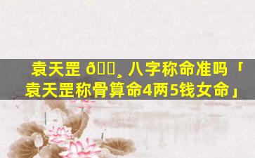 袁天罡 🌸 八字称命准吗「袁天罡称骨算命4两5钱女命」